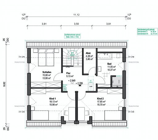 Fertighaus Chausseestraße 148 von bauen.WIEWIR Schlüsselfertig ab 319600€, Satteldach-Klassiker Grundriss 2