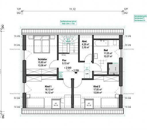 Fertighaus Elisenstraße 144 von bauen.wiewir Schlüsselfertig ab 284900€, Satteldach-Klassiker Grundriss 2
