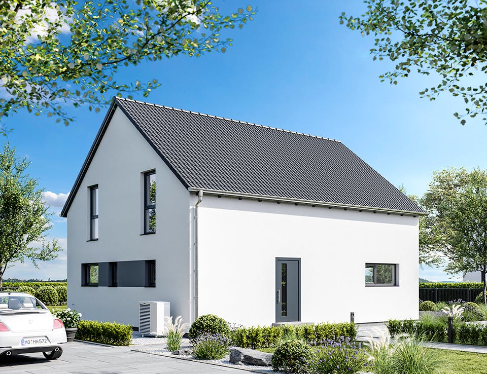 Fertighaus Elisenstraße 149 von bauen.WIEWIR Schlüsselfertig ab 372900€, Satteldach-Klassiker Außenansicht 2