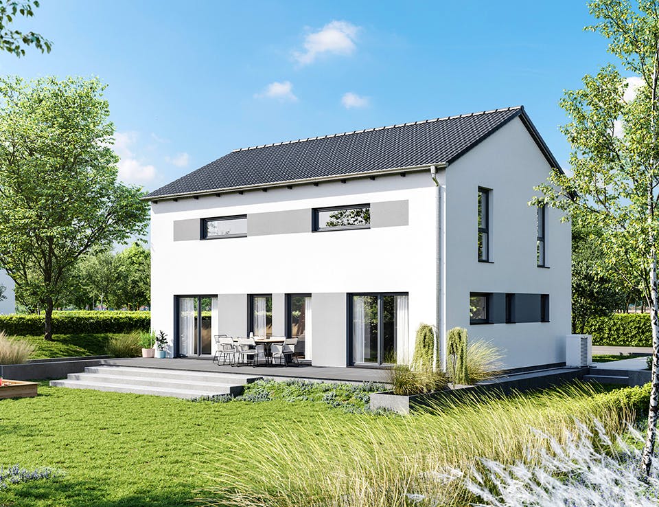 Fertighaus Elisenstraße 156 von bauen.WIEWIR Schlüsselfertig ab 324600€, Satteldach-Klassiker Außenansicht 1