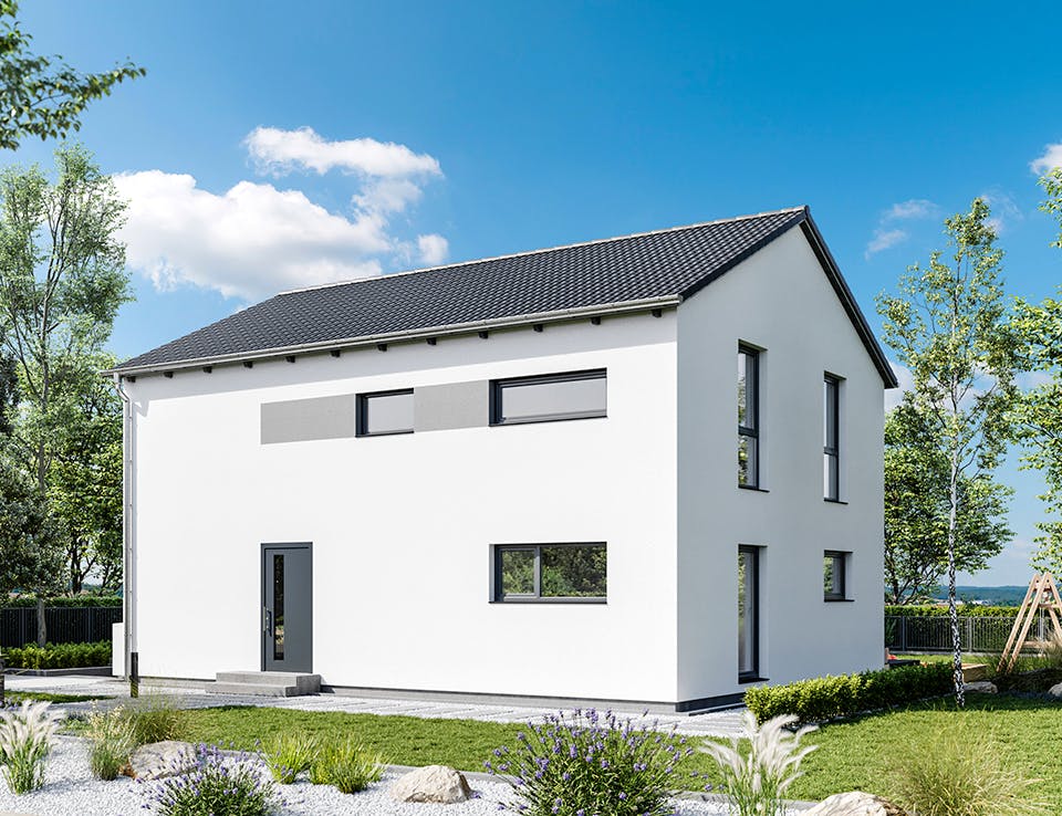 Fertighaus Elisenstraße 156 von bauen.WIEWIR Schlüsselfertig ab 324600€, Satteldach-Klassiker Außenansicht 2