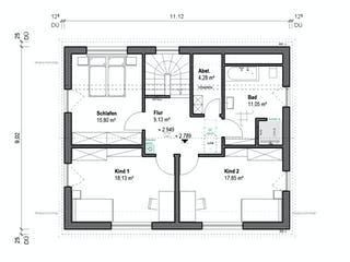Fertighaus Elisenstraße 156 von bauen.WIEWIR Schlüsselfertig ab 332600€, Satteldach-Klassiker Grundriss 2