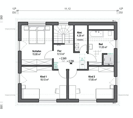 Fertighaus Elisenstraße 156 von bauen.wiewir Schlüsselfertig ab 324600€, Satteldach-Klassiker Grundriss 2