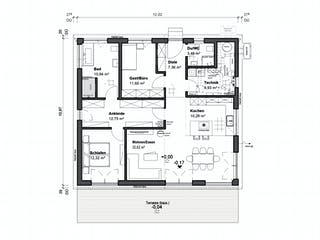 Fertighaus Goethestraße 111 - Pultdach von bauen.WIEWIR Schlüsselfertig ab 230700€, Bungalow Grundriss 1