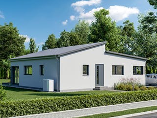 Fertighaus Goethestraße 111 - Pultdach von bauen.WIEWIR Schlüsselfertig ab 230700€, Bungalow Außenansicht 1