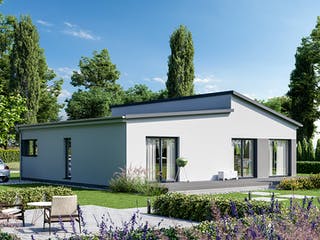 Fertighaus Goethestraße 111 - Pultdach von bauen.WIEWIR Schlüsselfertig ab 230700€, Bungalow Außenansicht 2