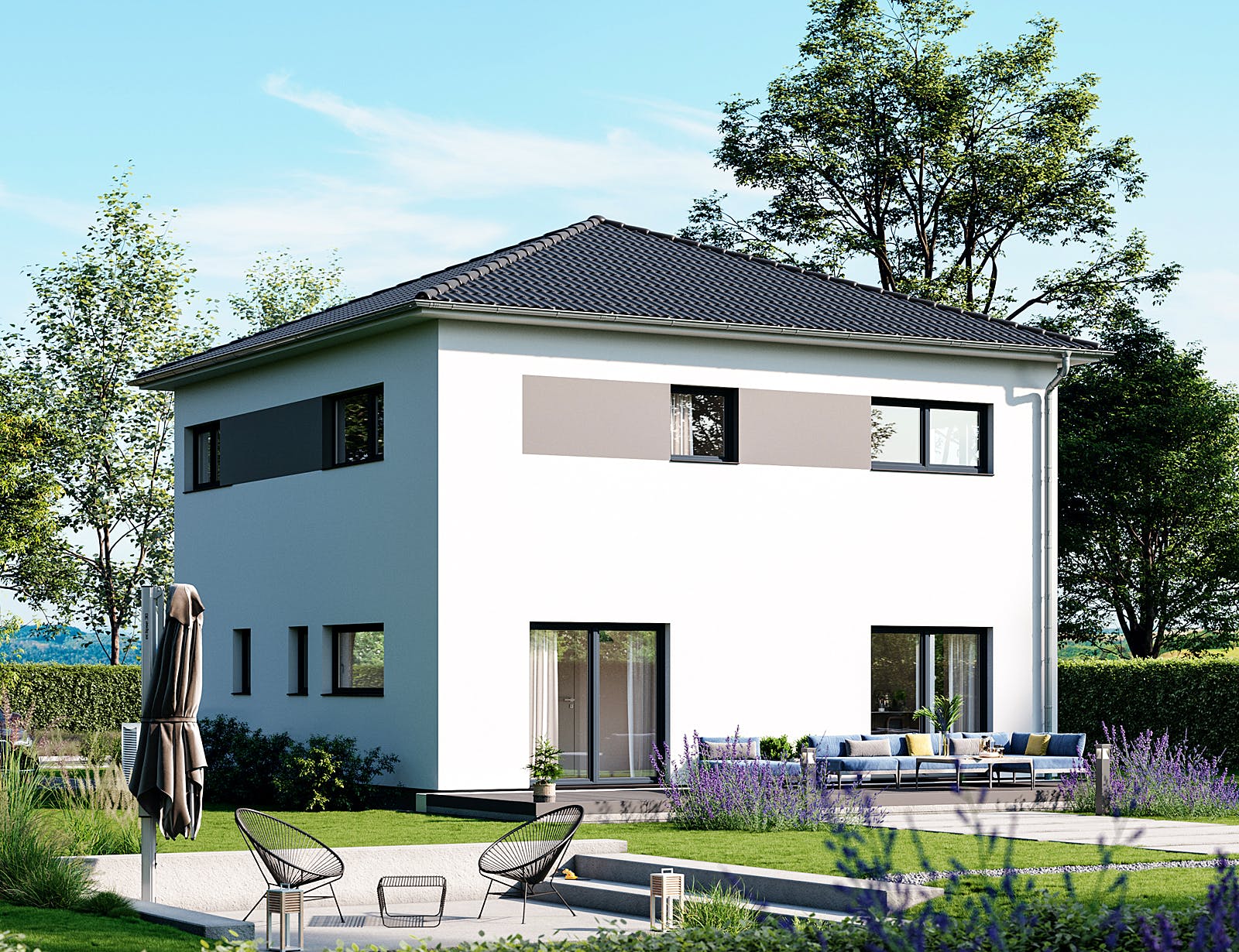 Fertighaus Schlossallee 138 von bauen.WIEWIR Schlüsselfertig ab 365800€, Stadtvilla Außenansicht 1