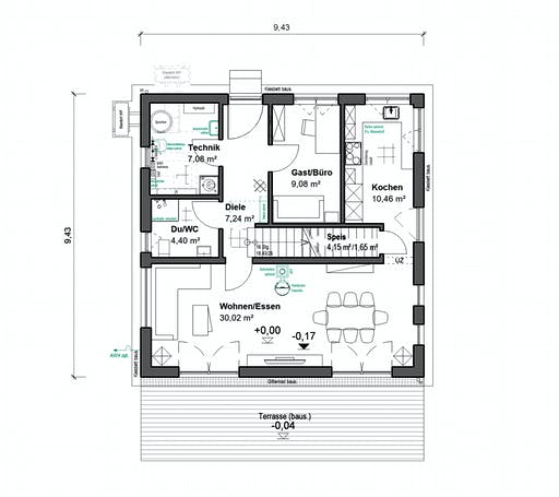 Fertighaus Schlossallee 138 von bauen.WIEWIR Schlüsselfertig ab 310400€, Stadtvilla Grundriss 1