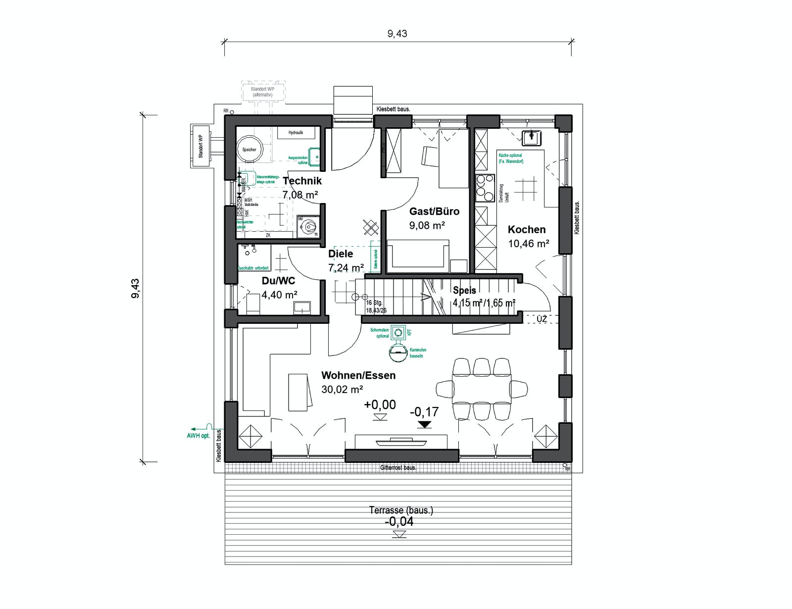 Fertighaus Schlossallee 138 von bauen.WIEWIR Schlüsselfertig ab 365800€, Stadtvilla Grundriss 1