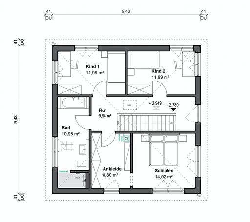 Fertighaus Schlossallee 138 von bauen.WIEWIR Schlüsselfertig ab 310400€, Stadtvilla Grundriss 2