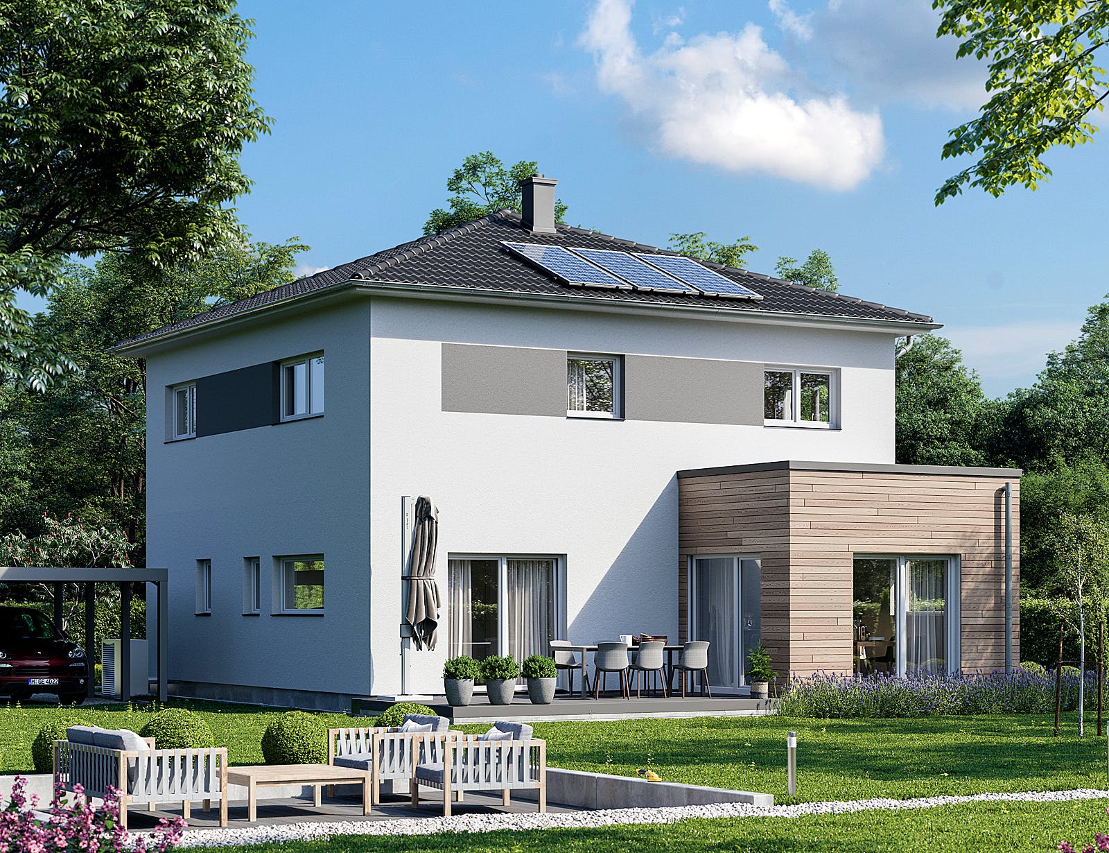 Fertighaus Schlossallee 148 von bauen.WIEWIR Schlüsselfertig ab 392400€, Stadtvilla Außenansicht 1