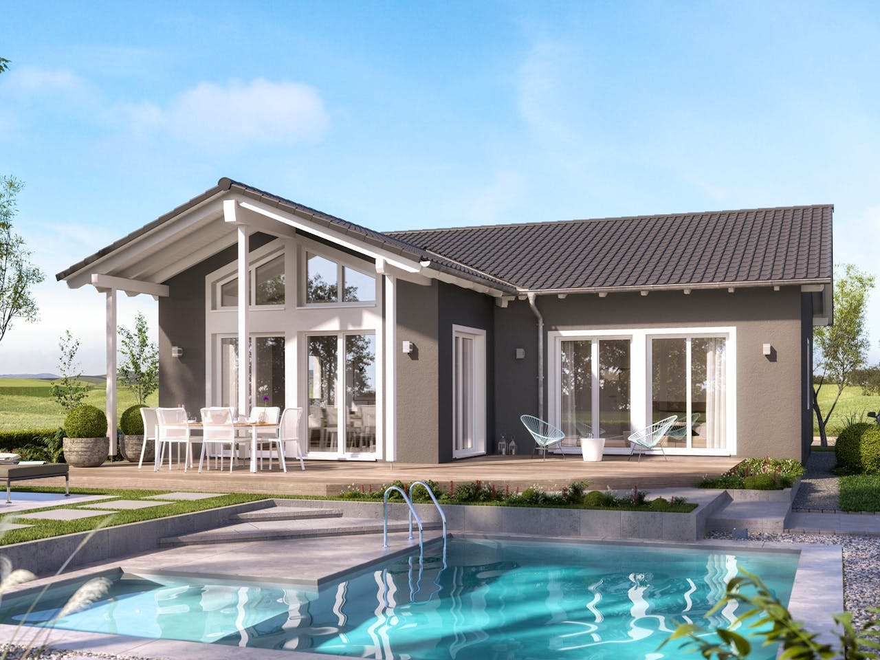 Fertighaus AMBIENCE 100 V2 von Bien-Zenker Schlüsselfertig ab 343389€, Bungalow Außenansicht 1