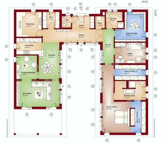 Fertighaus AMBIENCE 209 PD von Bien-Zenker Schlüsselfertig ab 633669€, Bungalow Grundriss 1