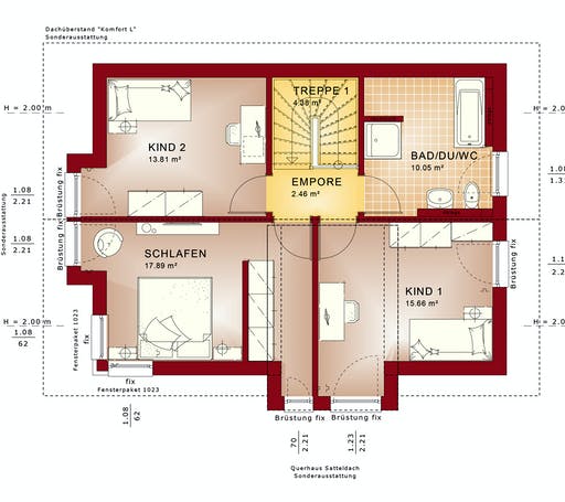 Fertighaus EVOLUTION 122 V5 von Bien-Zenker Schlüsselfertig ab 267668€, Satteldach-Klassiker Grundriss 2