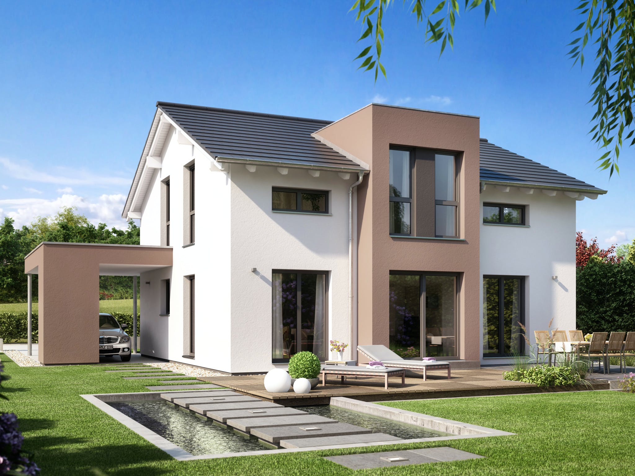 Fertighaus EVOLUTION 152 V5 von Bien-Zenker Schlüsselfertig ab 300209€, Satteldach-Klassiker Außenansicht 1