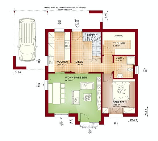 Fertighaus EVOLUTION 152 V5 von Bien-Zenker Schlüsselfertig ab 300209€, Satteldach-Klassiker Grundriss 1