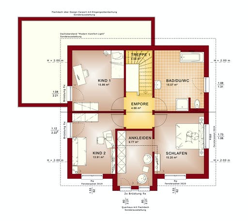 Fertighaus EVOLUTION 152 V5 von Bien-Zenker Schlüsselfertig ab 300209€, Satteldach-Klassiker Grundriss 2