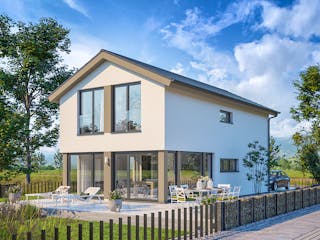 Fertighaus BALANCE 146 von Bien-Zenker, Satteldach-Klassiker Außenansicht 1