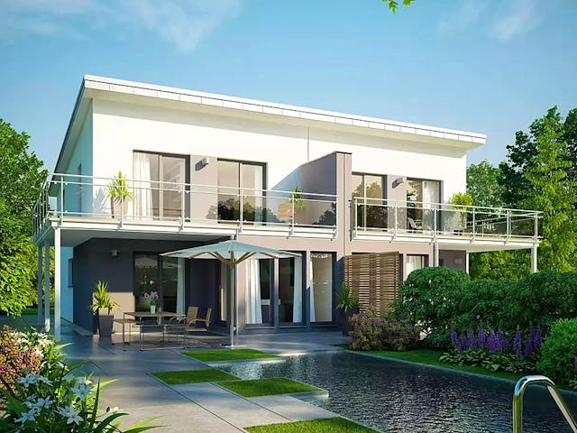 Fertighaus CELEBRATION 135 V3 L von Bien-Zenker Schlüsselfertig ab 388576€, Pultdachhaus Außenansicht 1