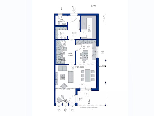 Fertighaus CELEBRATION 135 V3 L von Bien-Zenker Schlüsselfertig ab 388576€, Pultdachhaus Grundriss 1