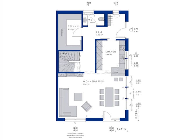Fertighaus CELEBRATION 139 V2 L von Bien-Zenker Schlüsselfertig ab 370716€, Satteldach-Klassiker Grundriss 1