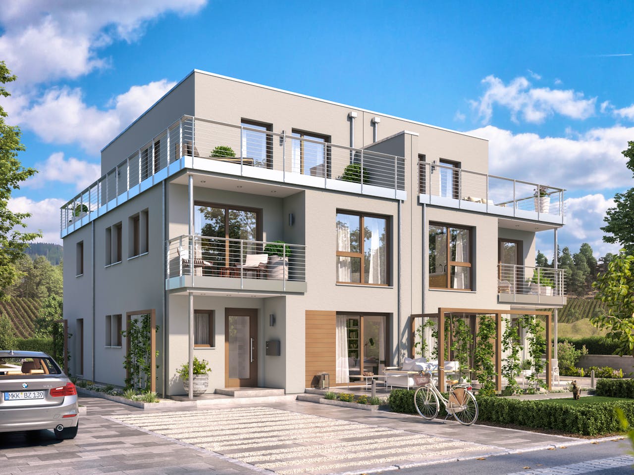 Fertighaus CELEBRATION 139 V7 XL von Bien-Zenker Schlüsselfertig ab 522812€, Cubushaus Außenansicht 1