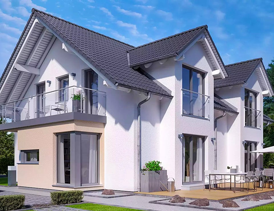 Fertighaus CELEBRATION 192 V2 von Bien-Zenker Schlüsselfertig ab 413624€, Satteldach-Klassiker Außenansicht 1
