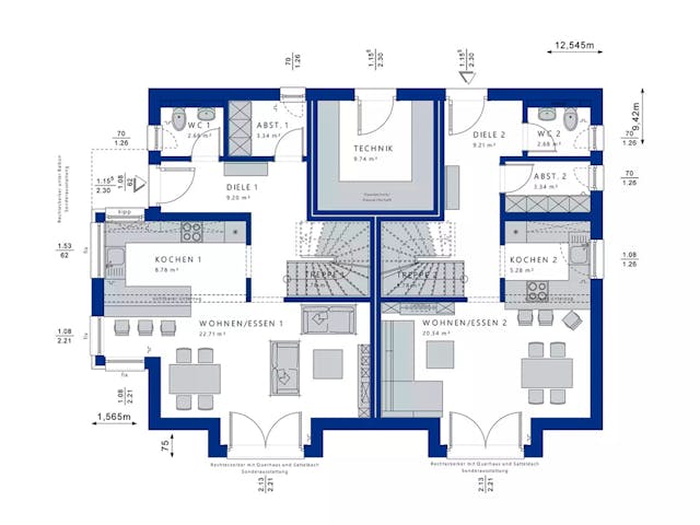 Fertighaus CELEBRATION 192 V2 von Bien-Zenker Schlüsselfertig ab 542339€, Satteldach-Klassiker Grundriss 1