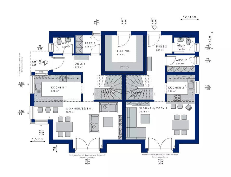 Fertighaus CELEBRATION 192 V2 von Bien-Zenker Schlüsselfertig ab 413624€, Satteldach-Klassiker Grundriss 1