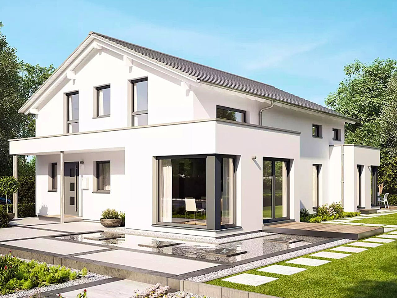 Fertighaus CELEBRATION 192 V3 von Bien-Zenker Schlüsselfertig ab 541416€, Satteldach-Klassiker Außenansicht 1