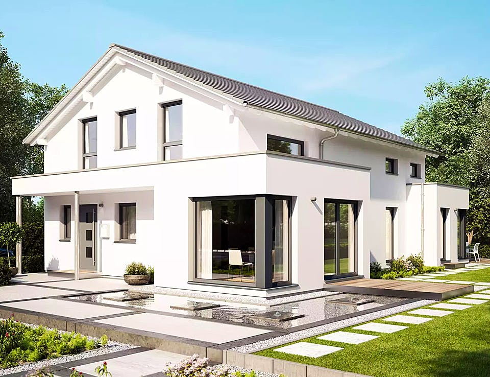 Fertighaus CELEBRATION 192 V3 von Bien-Zenker Schlüsselfertig ab 413197€, Satteldach-Klassiker Außenansicht 1