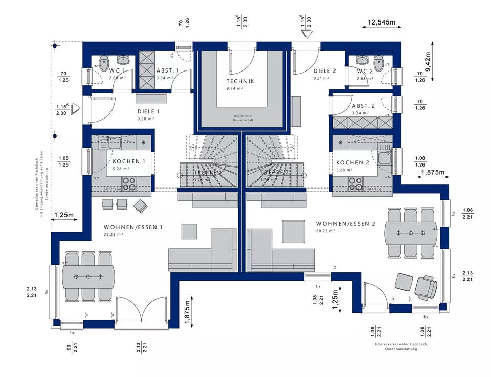 Fertighaus CELEBRATION 192 V3 von Bien-Zenker Schlüsselfertig ab 413197€, Satteldach-Klassiker Grundriss 1