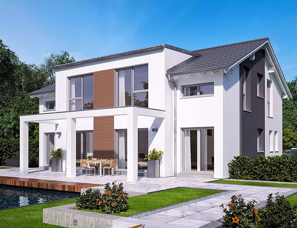 Fertighaus CELEBRATION 192 V4 von Bien-Zenker Schlüsselfertig ab 413197€, Satteldach-Klassiker Außenansicht 1