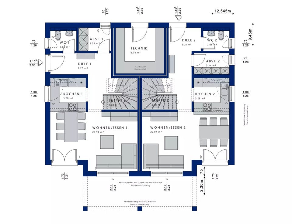 Fertighaus CELEBRATION 192 V4 von Bien-Zenker Schlüsselfertig ab 413197€, Satteldach-Klassiker Grundriss 1