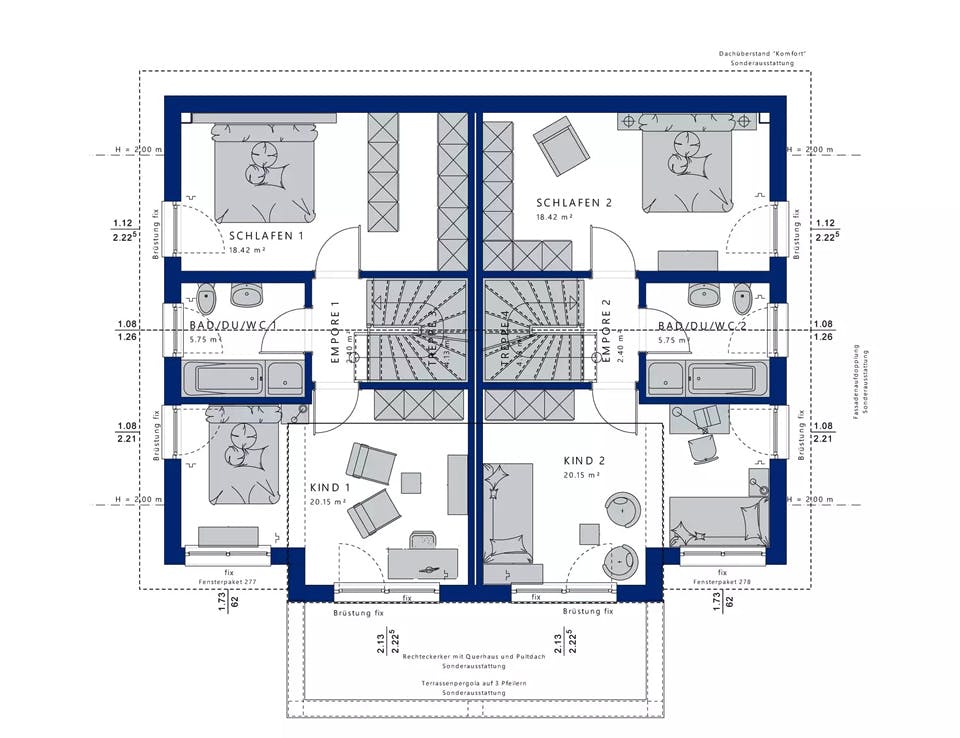 Fertighaus CELEBRATION 192 V4 von Bien-Zenker Schlüsselfertig ab 413197€, Satteldach-Klassiker Grundriss 2