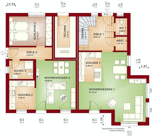 Fertighaus CELEBRATION 207 V2 von Bien-Zenker Schlüsselfertig ab 424397€, Satteldach-Klassiker Grundriss 1