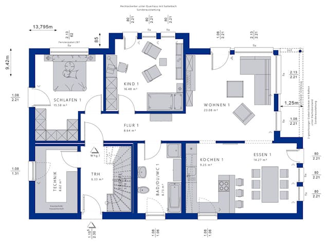 Fertighaus CELEBRATION 211 V2 von Bien-Zenker Schlüsselfertig ab 551716€, Satteldach-Klassiker Grundriss 1 Fertighaus CELEBRATION 211 V2 von Bien-Zenker Schlüsselfertig ab 551716€, Satteldach-Klassiker Grundriss 1
