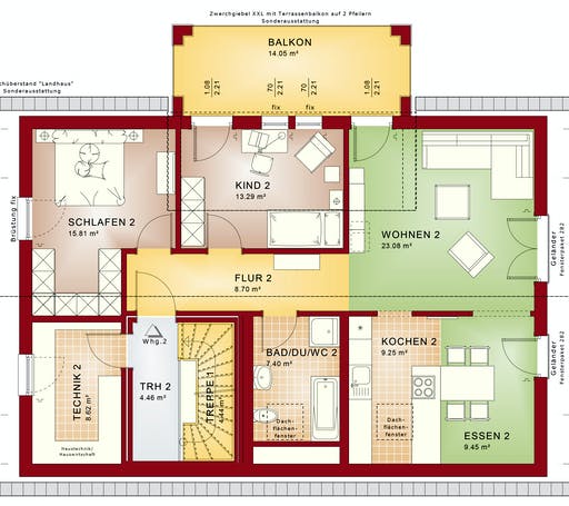 Fertighaus CELEBRATION 211 V3 von Bien-Zenker Schlüsselfertig ab 413598€, Satteldach-Klassiker Grundriss 2