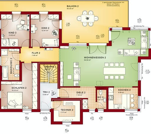 Fertighaus CELEBRATION 282 V4 von Bien-Zenker Schlüsselfertig ab 605667€, Cubushaus Grundriss 2