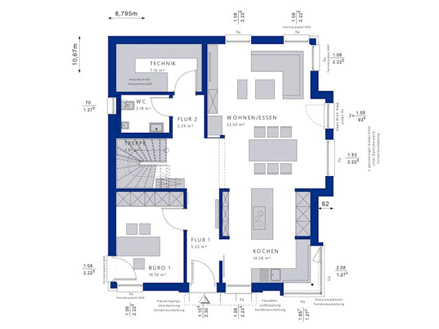 Fertighaus CONCEPT-M 152 Pfullingen von Bien-Zenker Schlüsselfertig ab 499635€, Satteldach-Klassiker Grundriss 1 Fertighaus CONCEPT-M 152 Pfullingen von Bien-Zenker Schlüsselfertig ab 499635€, Satteldach-Klassiker Grundriss 1