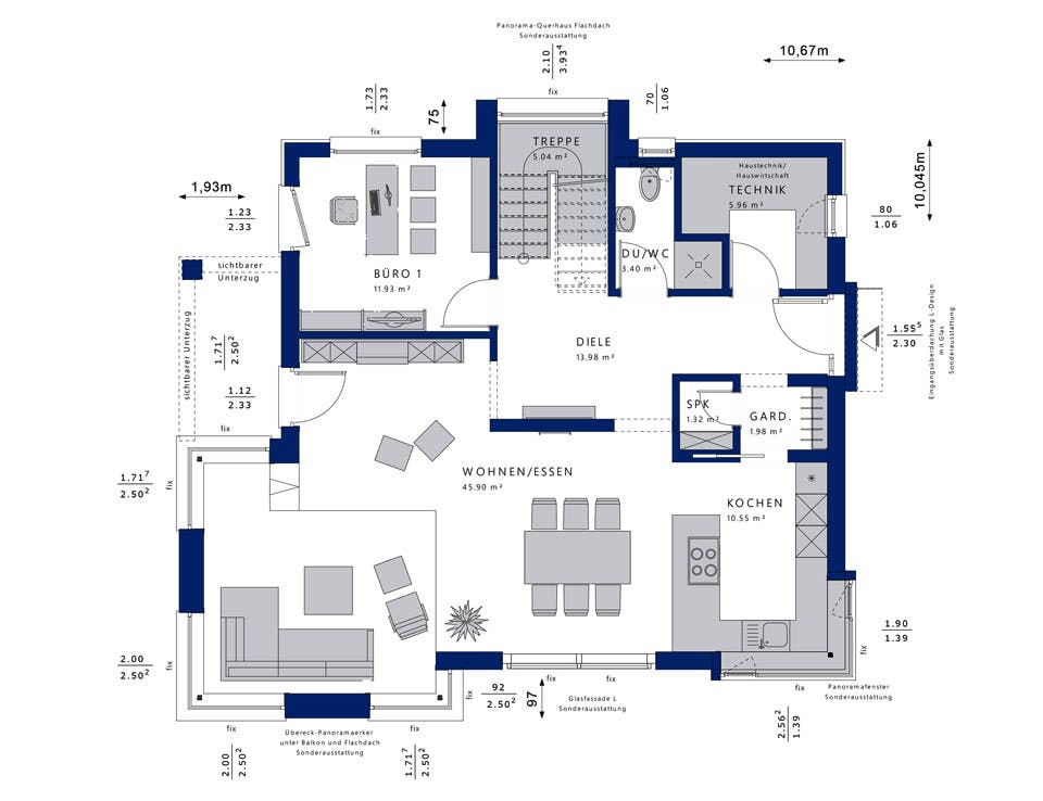 Fertighaus CONCEPT-M 153 Stuttgart von Bien-Zenker Schlüsselfertig ab 745266€, Satteldach-Klassiker Grundriss 1