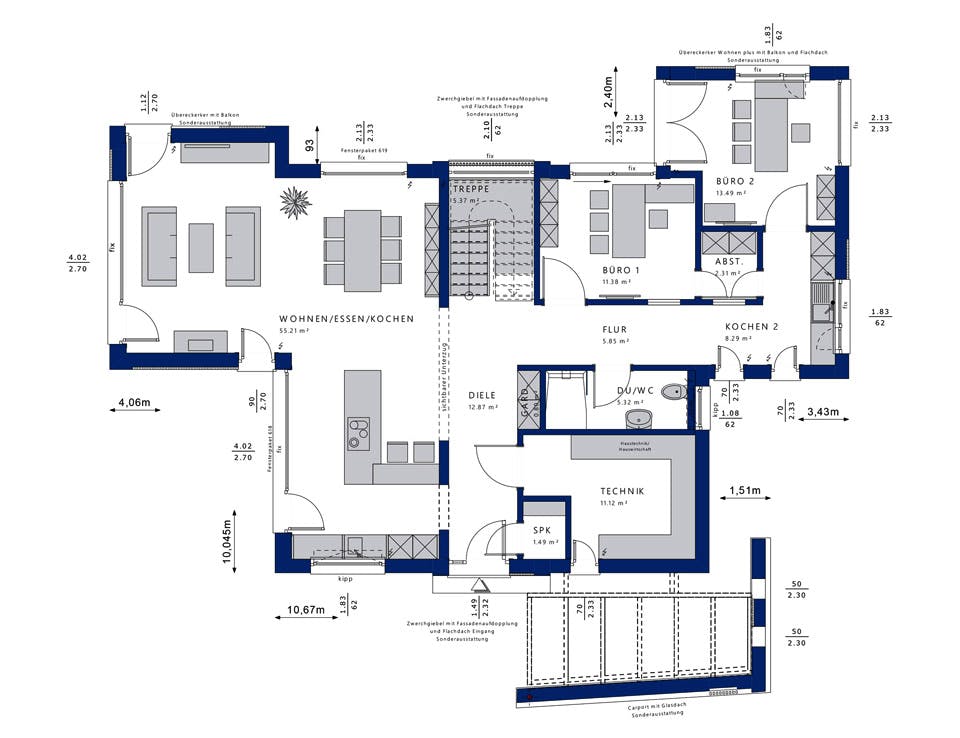Fertighaus CONCEPT-M 154 Hannover von Bien-Zenker Schlüsselfertig ab 528934€, Satteldach-Klassiker Grundriss 1
