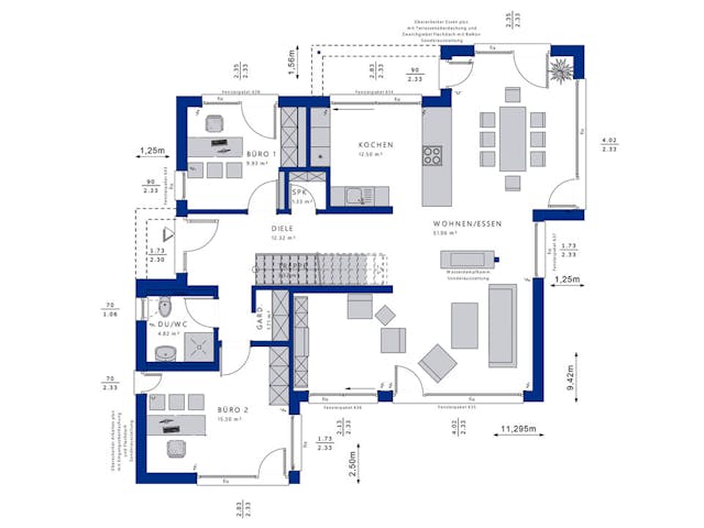 Fertighaus CONCEPT-M 155 Leipzig von Bien-Zenker Schlüsselfertig ab 590076€, Satteldach-Klassiker Grundriss 1