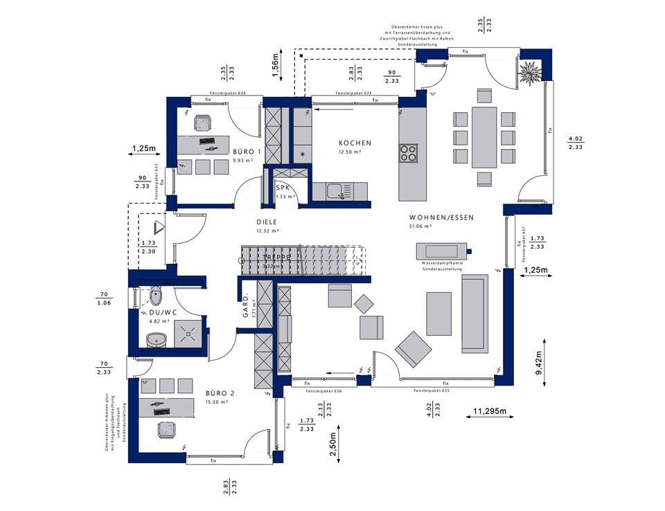 Fertighaus CONCEPT-M 155 Leipzig von Bien-Zenker Schlüsselfertig ab 488299€, Satteldach-Klassiker Grundriss 1