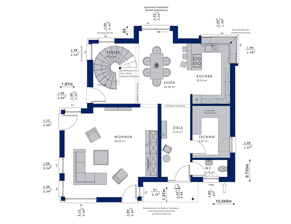 Fertighaus CONCEPT-M 159 Bad Vilbel von Bien-Zenker Schlüsselfertig ab 491004€, Satteldach-Klassiker Grundriss 1