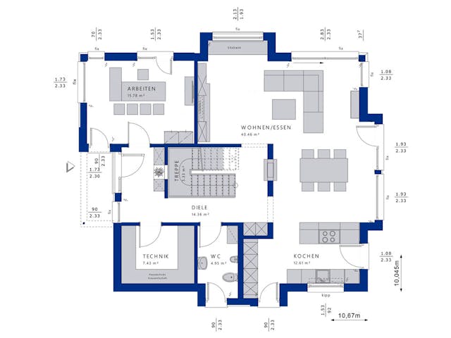 Fertighaus CONCEPT-M 163 Dresden von Bien-Zenker Schlüsselfertig ab 691867€, Satteldach-Klassiker Grundriss 1