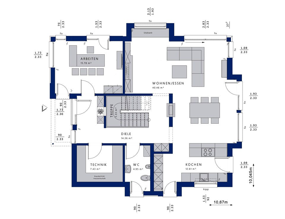Fertighaus CONCEPT-M 163 Dresden von Bien-Zenker Schlüsselfertig ab 462232€, Satteldach-Klassiker Grundriss 1
