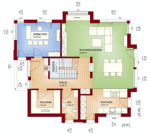 Fertighaus CONCEPT-M 163 Dresden von Bien-Zenker Schlüsselfertig ab 439479€, Satteldach-Klassiker Grundriss 1