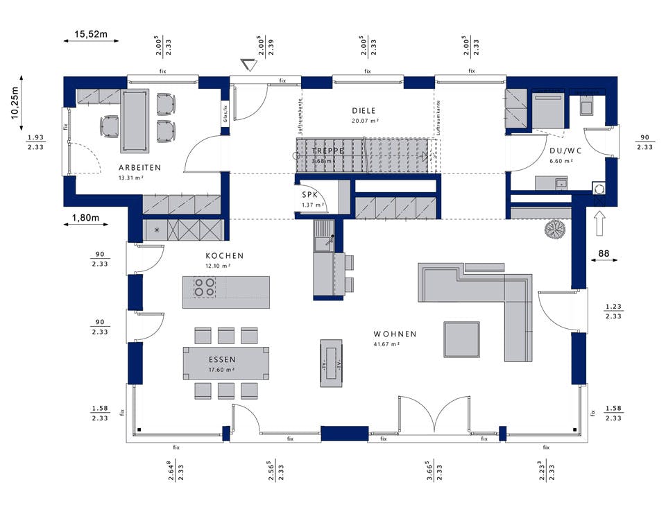 Fertighaus CONCEPT-M 165 Wuppertal von Bien-Zenker Schlüsselfertig ab 767233€, Pultdachhaus Grundriss 1