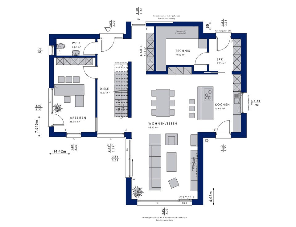 Fertighaus CONCEPT-M 170 Villingen-Schwenningen von Bien-Zenker Schlüsselfertig ab 459041€, Pultdachhaus Grundriss 1